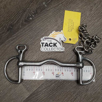 Med - Low Port Mullen Mouth Kimberwick Bit, chain *gc, clean, scratches
