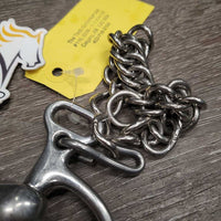Med - Low Port Mullen Mouth Kimberwick Bit, chain *gc, clean, scratches
