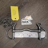 Med - Low Port Mullen Mouth Kimberwick Bit, chain *gc, clean, scratches