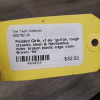 Padded Girth, x1 els *gc/fair, rough creases, clean & film/residue, older, broken elastic edge, stain
