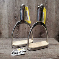 Vintage Shock Absorbing Stirrup Irons, grips *vgc, mnr dirt, scuffs & scratches
