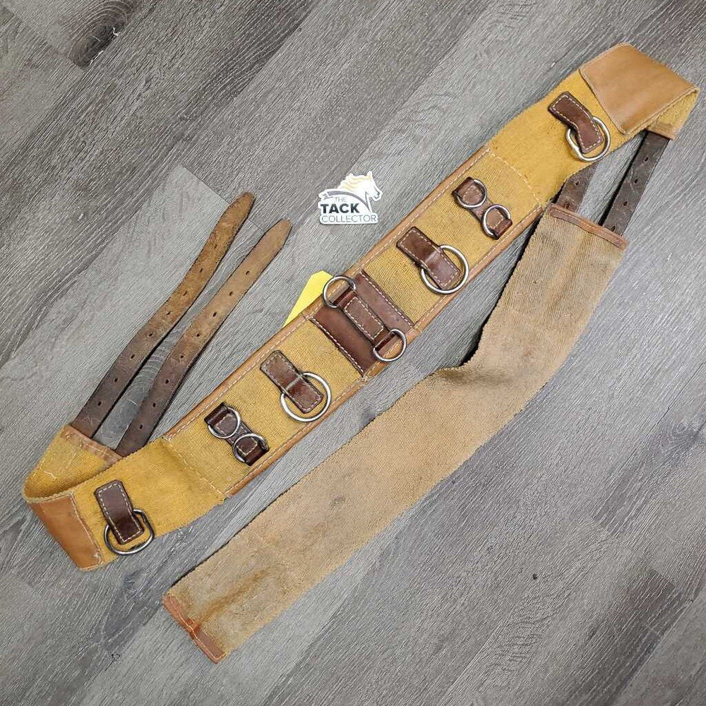 Cotton Web Lungeing Surcingle, Girth *fair, missing D Ring, torn edges, slices, stains, rough, older