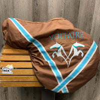 17" M *4.5" Voltaire Stuttgart Close Contact Saddle, 2 Billet Guards, Voltaire Brown/Blue Cover, PRO Foam Panels, Med Front & Back Blocks, Flaps: 13.5"L x 13.5"W Serial #: 1117 24 17 2A M/M PRO B15
