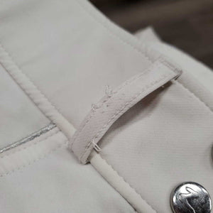 Full Sticky Seat Breeches *gc/fair, dingy, pulled seat seams, stained seat & legs, rubs, pills, seam puckers, undone stitching, peeled stickies