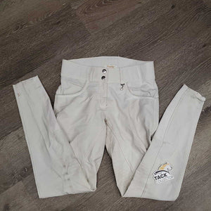 Full Sticky Seat Breeches *gc/fair, dingy, pulled seat seams, stained seat & legs, rubs, pills, seam puckers, undone stitching, peeled stickies