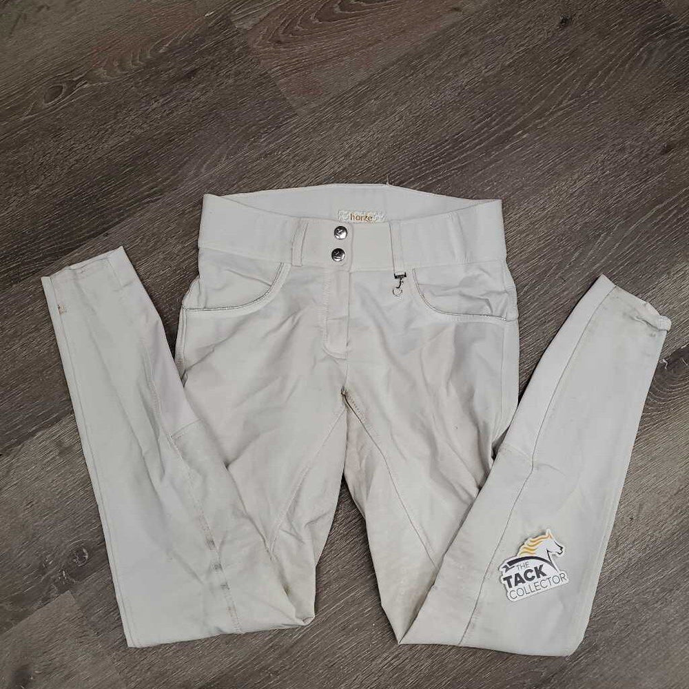 Full Sticky Seat Breeches *gc/fair, dingy, pulled seat seams, stained seat & legs, rubs, pills, seam puckers, undone stitching, peeled stickies