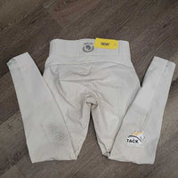 Full Sticky Seat Breeches *gc/fair, dingy, pulled seat seams, stained seat & legs, rubs, pills, seam puckers, undone stitching, peeled stickies
