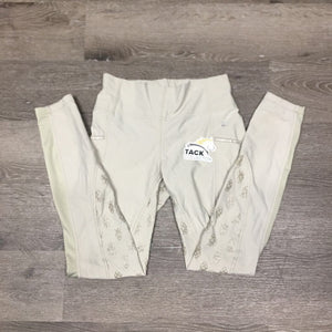 Pull On Full Sticky Seat Breeches, thigh pockets, bling *vgc, seam puckers, mnr rubs & pills