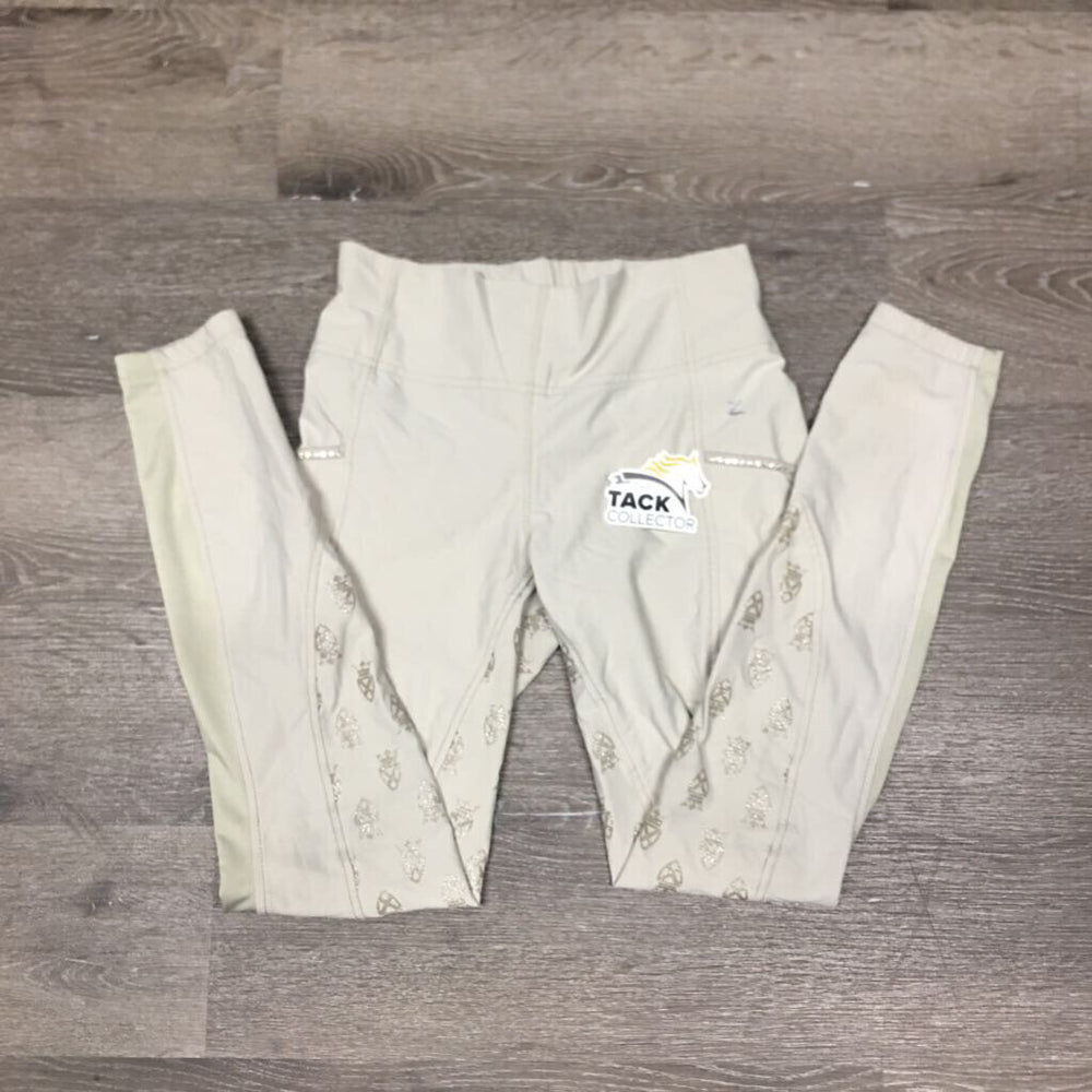 Pull On Full Sticky Seat Breeches, thigh pockets, bling *vgc, seam puckers, mnr rubs & pills
