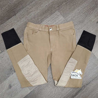 BOYS Hvy Cotton Breeches *gc, stains, older, discolored legs & seat, seam puckers, puckered knees, faded