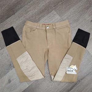 BOYS Hvy Cotton Breeches *gc, stains, older, discolored legs & seat, seam puckers, puckered knees, faded
