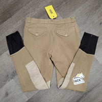 BOYS Hvy Cotton Breeches *gc, stains, older, discolored legs & seat, seam puckers, puckered knees, faded
