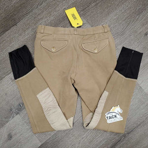 BOYS Hvy Cotton Breeches *gc, stains, older, discolored legs & seat, seam puckers, puckered knees, faded