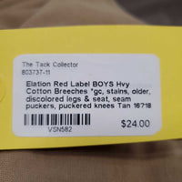BOYS Hvy Cotton Breeches *gc, stains, older, discolored legs & seat, seam puckers, puckered knees, faded
