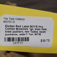 BOYS Hvy Cotton Breeches *gc, knee hole, knee puckers, mnr faded, seam puckeres, older?
