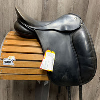 17" *Adj *M/W 5.5" Schleese Jane Savoie Dressage Saddle, Tan - Multi Fleece Cover, Air Panels, Short Panels, Lg Front Blocks, Flaps: 16"L x 12"W Serial #: 3466 H 0502
