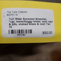 Euroseat Breeches *vgc, loose/baggy knees, seat rubs & pills, stained knees & seat
