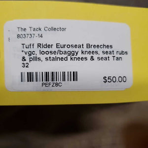 Euroseat Breeches *vgc, loose/baggy knees, seat rubs & pills, stained knees & seat