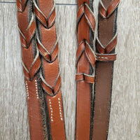 FS Rsd Bridle, Braided Reins *xc, mnr dirt & scraped edges, stiff
