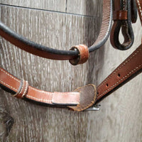 FS Rsd Bridle, Braided Reins *xc, mnr dirt & scraped edges, stiff
