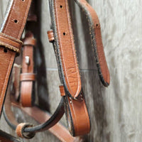 FS Rsd Bridle, Braided Reins *xc, mnr dirt & scraped edges, stiff
