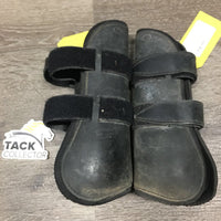 Pr Open Front Boots, velcro wraps *gc/fair, faded, rubs, dirty, scrapes, hairy, older

