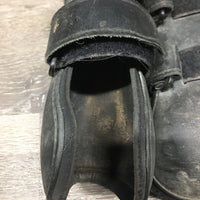 Pr Open Front Boots, velcro wraps *gc/fair, faded, rubs, dirty, scrapes, hairy, older

