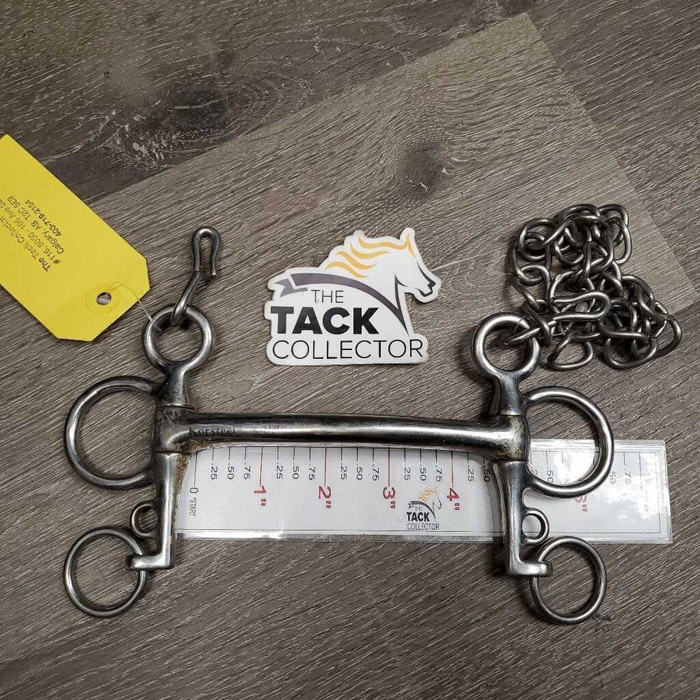 SS Curved Mullen Mouth Pelham Bit, chain *vgc, dirty & gunky
