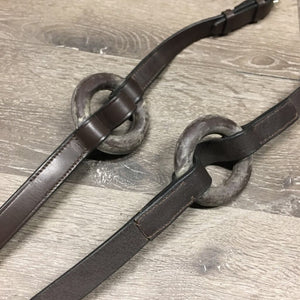 Pr Leather Donut Side Reins *vgc, dry, stiff, dirty, film/discolored