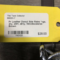 Pr Leather Donut Side Reins *vgc, dry, stiff, dirty, film/discolored

