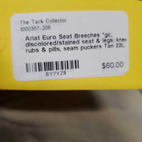 Euro Seat Breeches *gc, discolored/stained seat & legs, knee rubs & pills, seam puckers
