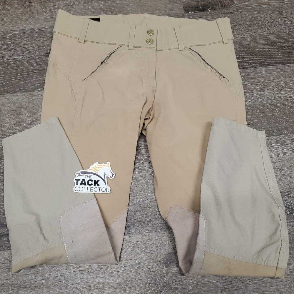 Euro Seat Breeches *gc, discolored/stained seat & legs, knee rubs & pills, seam puckers