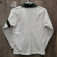 LS Hvy Cotton Polo Shirt, 1/4 Zip Up *xc, mnr hair, seam puckers

