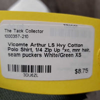 LS Hvy Cotton Polo Shirt, 1/4 Zip Up *xc, mnr hair, seam puckers
