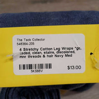 4 Stretchy Cotton Leg Wraps *gc, faded, clean, stains, discolored, mnr threads & hair
