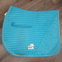 Quilt Saddle Pad 1x Piping, bling *gc, pills, mnr hair, stains, mnr snags, missing bling
