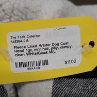 Fleece Lined Winter Dog Coat, Hood *gc, mnr hair, pilly, clumpy, clean
