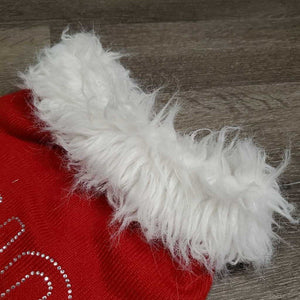 Knit Dog Sweater "Ho Ho Ho", Santa Beard Collar *vgc, clumpy, mnr hair
