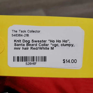 Knit Dog Sweater "Ho Ho Ho", Santa Beard Collar *vgc, clumpy, mnr hair