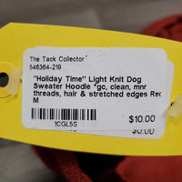 "Holiday Time" Light Knit Dog Sweater Hoodie *gc, clean, mnr threads, hair & stretched edges