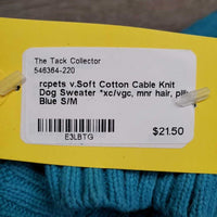 v.Soft Cotton Cable Knit Dog Sweater *xc/vgc, mnr hair, pilly