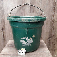 Plastic Water Bucket *gc, clean, thick residue, scrapes, chews, dirt, scratches
