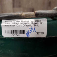 Plastic Water Bucket *gc, clean, thick residue, scrapes, chews, dirt, scratches
