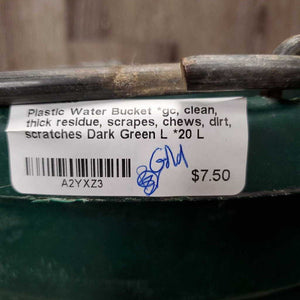 Plastic Water Bucket *gc, clean, thick residue, scrapes, chews, dirt, scratches