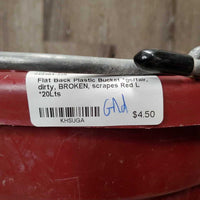 Flat Back Plastic Bucket *gc/fair, dirty, BROKEN, scrapes
