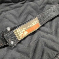 Quilted Sheepskin Half Pad *gc, mnr hair, dirt, stains, undone stitching, rubbed edges, faded, clumpy, puckers
