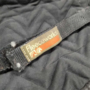 Quilted Sheepskin Half Pad *gc, mnr hair, dirt, stains, undone stitching, rubbed edges, faded, clumpy, puckers