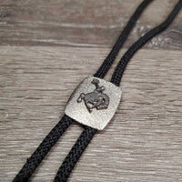 Nylon String Bolo Tie, Bucking Horse *vgc, mnr rubs & frays