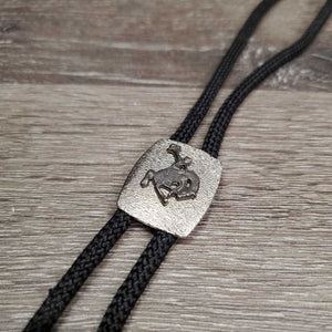 Nylon String Bolo Tie, Bucking Horse *vgc, mnr rubs & frays