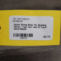 Nylon String Bolo Tie, Bucking Horse *vgc, mnr rubs & frays
